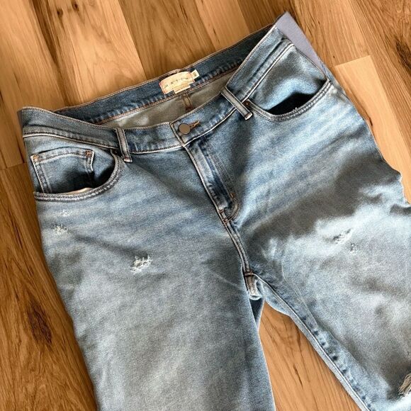 Hatch Jeans Maternity Size 30 Light Blue Distressed Raw Hem Comfort Casual - Picture 3 of 7